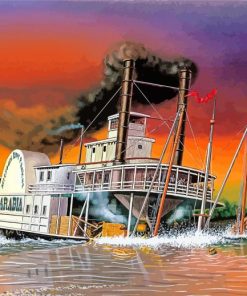 The Steamboat In Sea Diamond Paintings