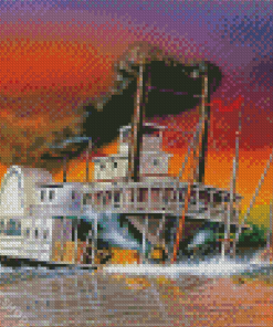 The Steamboat In Sea Diamond Paintings