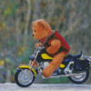 Teddy Bear On Bike Diamond Paintings