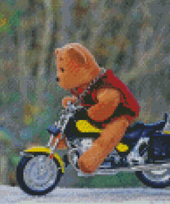 Teddy Bear On Bike Diamond Paintings