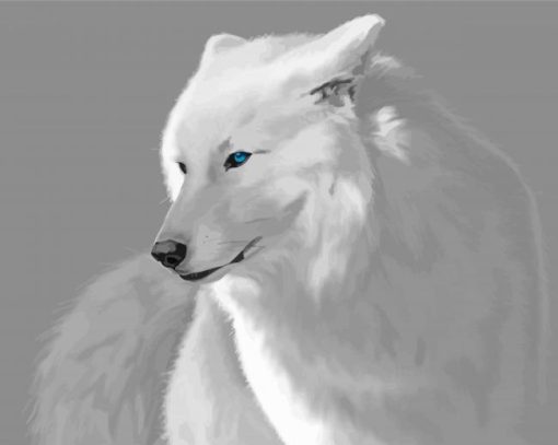 White Wolves With Blue Eyes Art Diamond Paintings
