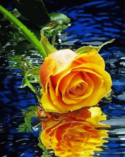 Yellow Rose Flower In Water Diamond Paintings