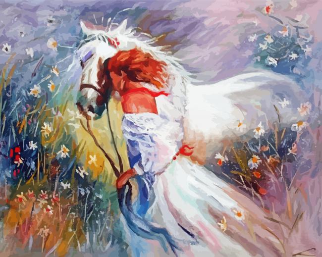 Abstract Girl And Horse Diamond Paintings
