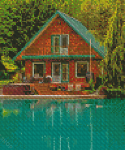 Aesthetic House By Lake Diamond Paintings