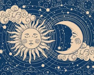 Aesthetic Moon And Sun Diamond Paintings