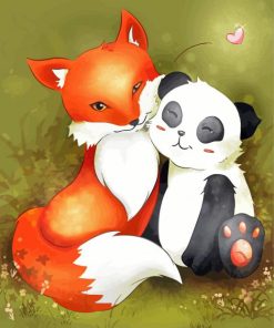 Aesthetic Panda And Fox Diamond Paintings