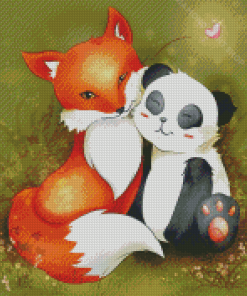 Aesthetic Panda And Fox Diamond Paintings