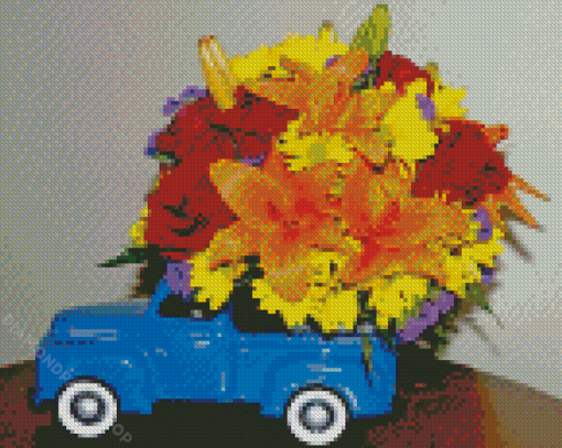 Flowers And Car Diamond Paintings