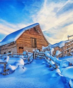 Cabin Landscape Snow Diamond Paintings