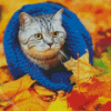 Cool Cat And Leaves Diamond Paintings