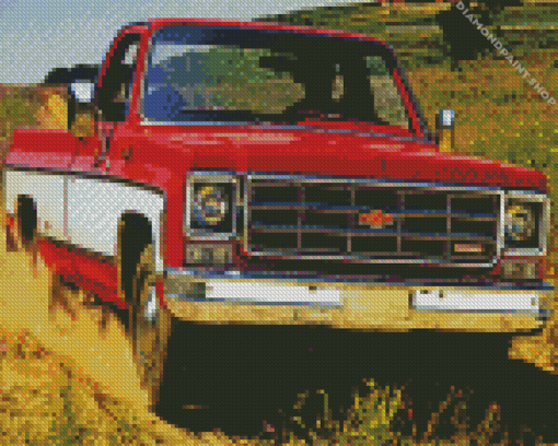 Cool Red Pickup Diamond Paintings