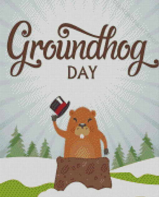 Groundhog Day Illustration Diamond Paintings