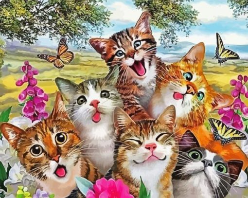 Happy Cat Selfie Diamond Paintings