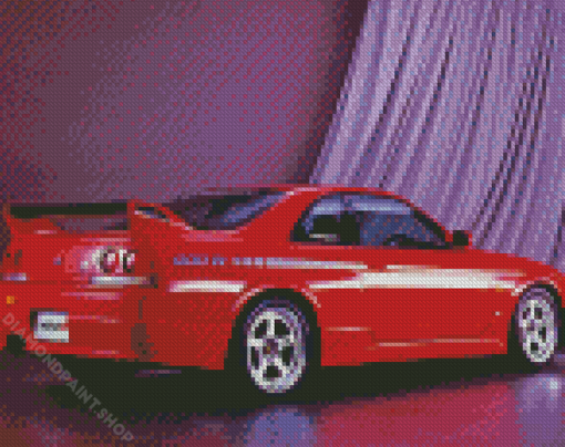 Red Skyline Car Diamond Painting