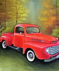 Red Vintage Truck Diamond Paintings
