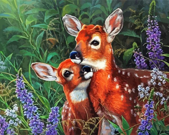 Romantic Deer Couple - Diamond Paintings 