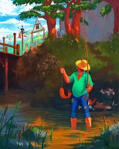 Aesthetic Old Man Fishing Art Diamond Paintings
