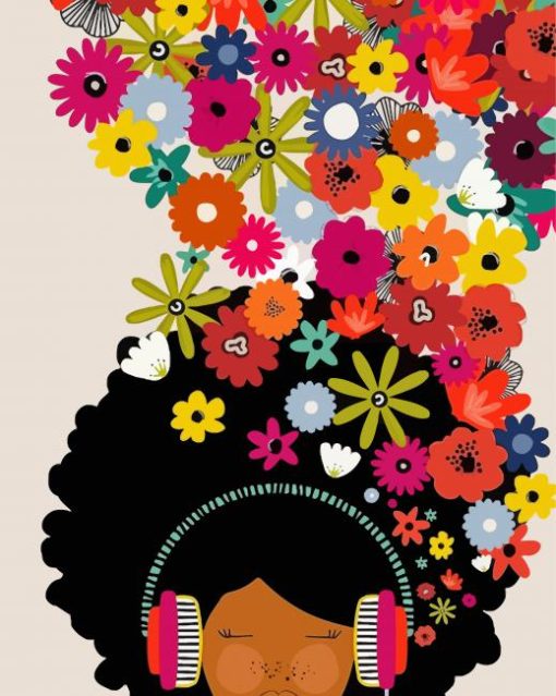 African Woman With Flowers Diamond Paintings