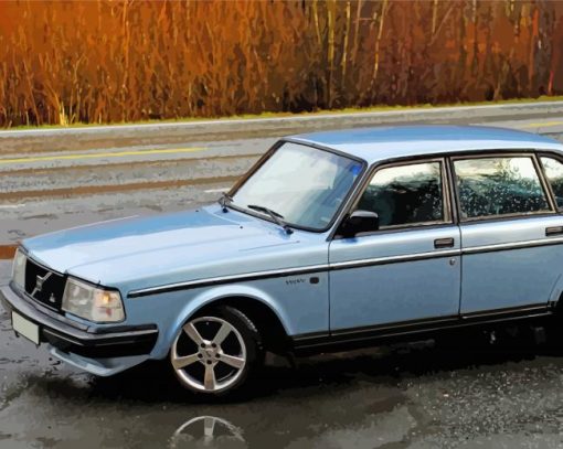 Blue Volvo 240 Saloon Car Diamond Paintings