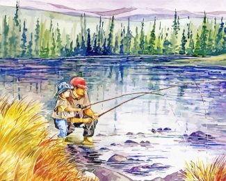 Fly Fishing With Dad Diamond Paintings