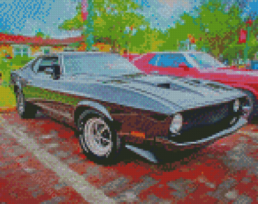 Grey 72 Mustang Car Art Diamond Paintings