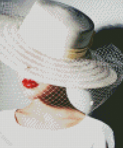 Lady In White Hat Diamond Paintings