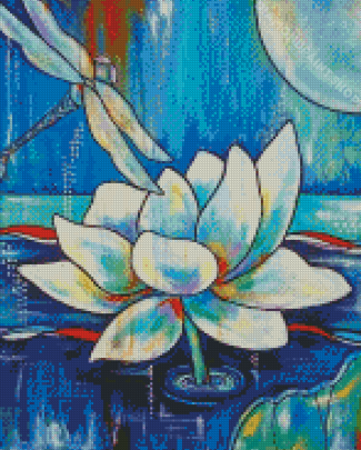 Moon Lily And Dragonfly Art Diamond Paintings