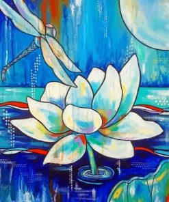 Moon Lily And Dragonfly Art Diamond Paintings