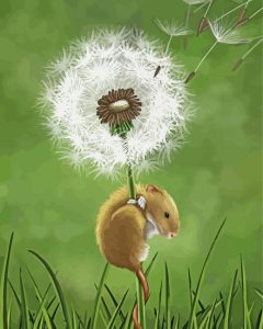 Mouse And Dandelion Art Diamond Paintings