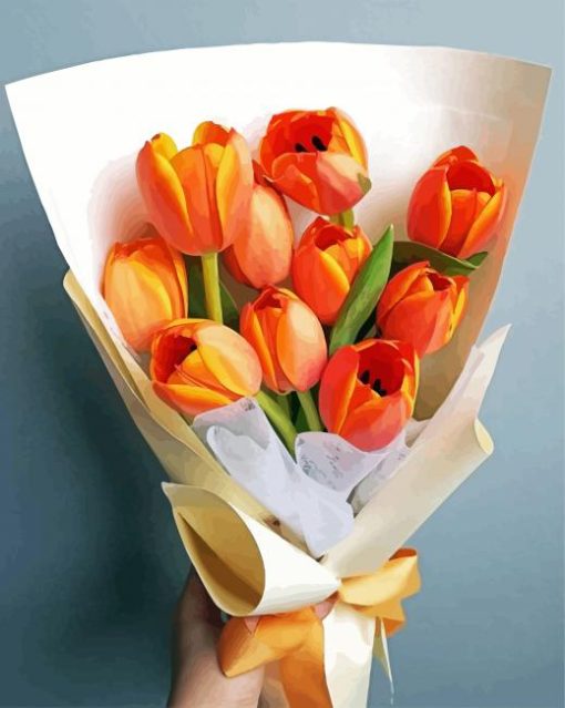 Orange Tulips Flowers Diamond Paintings