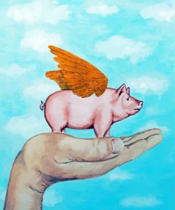 Pig With Wings On Hand Diamond Paintings