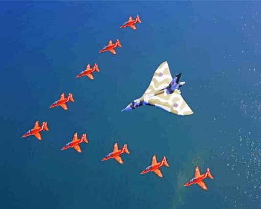 Red Arrows Farewell To Vulcan Diamond Paintings