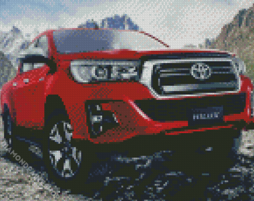 Red Toyota Hilux Car Diamond Paintings