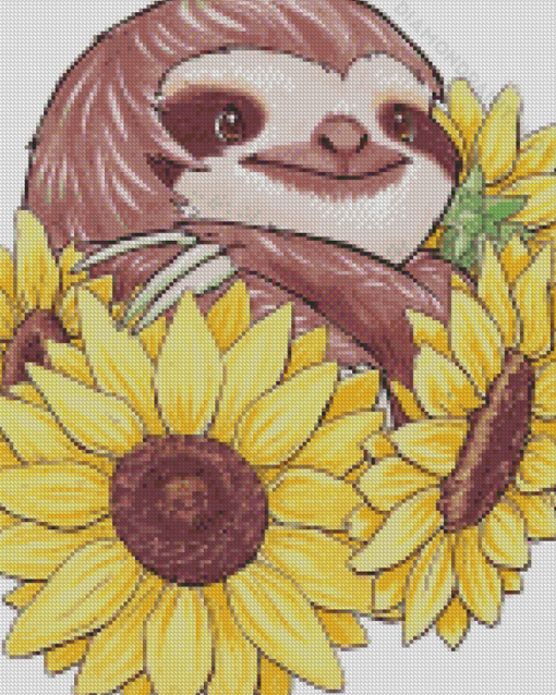 Sunflowers And Sloth Art Diamond Paintings