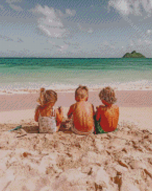 The Children On The Beach Diamond Paintings