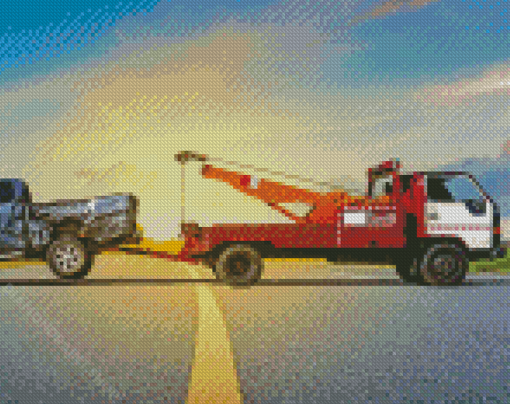 Tow Truck And Car Diamond Paintings