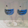 Wine Glasses With Lighthouse Diamond Paintings
