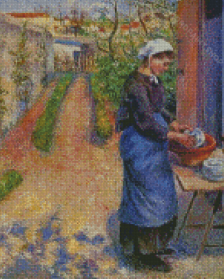 Young Woman Washing Dishes Diamond Paintings