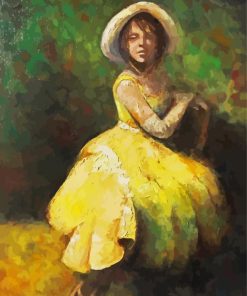 Abstract Girl In Yellow Dress Diamond Paintings