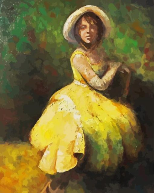 Abstract Girl In Yellow Dress Diamond Paintings
