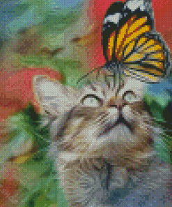 Aesthetic Butterfly On Cat Diamond Paintings
