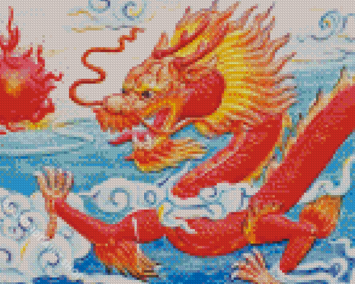 Aesthetic Red Chinese Dragon Diamond Paintings