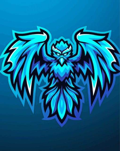 Blue Phoenix Mascot Logo Diamond Paintings