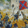 Civil Soldiers With Confederate Flag Diamond Paintings