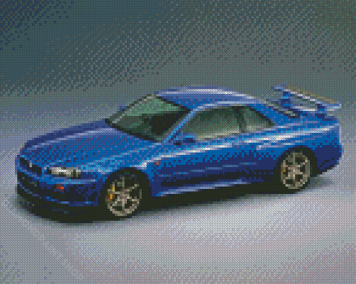 Cool Blue Skyline Car Diamond Paintings