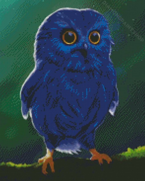 Cute Blue Owl Diamond Paintings