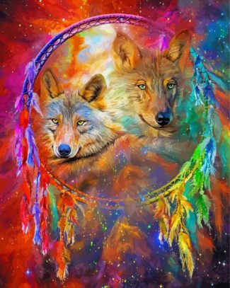 Galaxy Wolf Dream Catcher Diamond Paintings