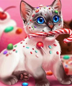 Kitten And Candy Diamond Paintings
