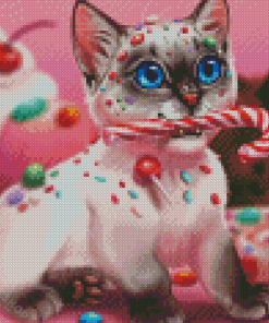 Kitten And Candy Diamond Paintings