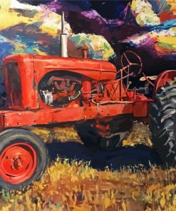 Old Red Tractor Diamond Paintings